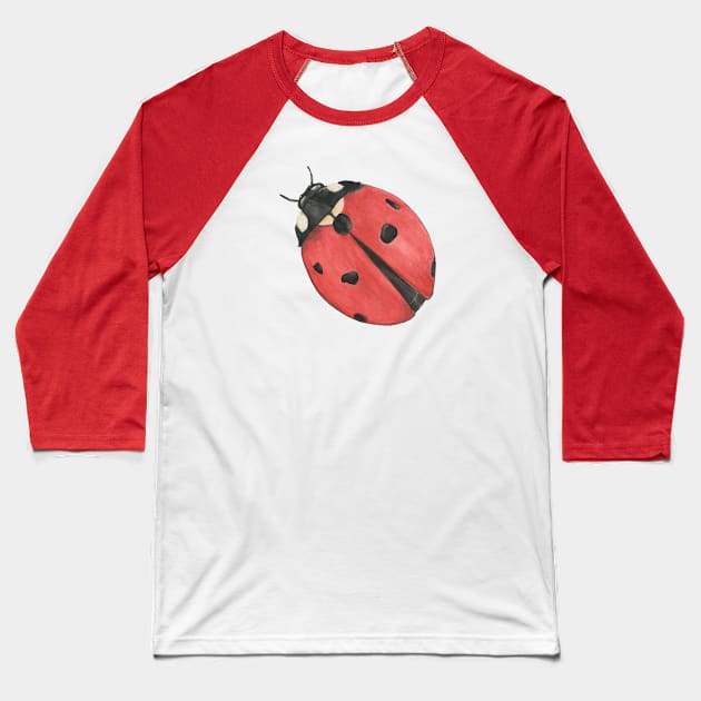 Watercolor Ladybug Baseball T-Shirt by DDP Design Studio